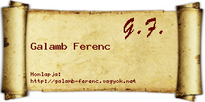 Galamb Ferenc névjegykártya