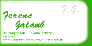 ferenc galamb business card